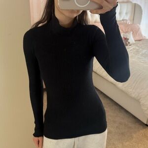 Abercrombie & Fitch Black Ribbed Long Sleeve Turtleneck Sweater
